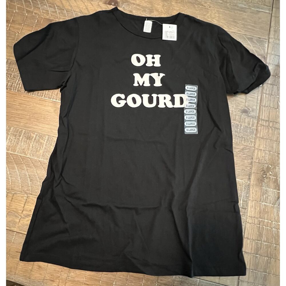 NWT Men’s Black Graphic T-shirt ‘Oh My Gourd’ Size XL X-Large Novelty Top Funny
